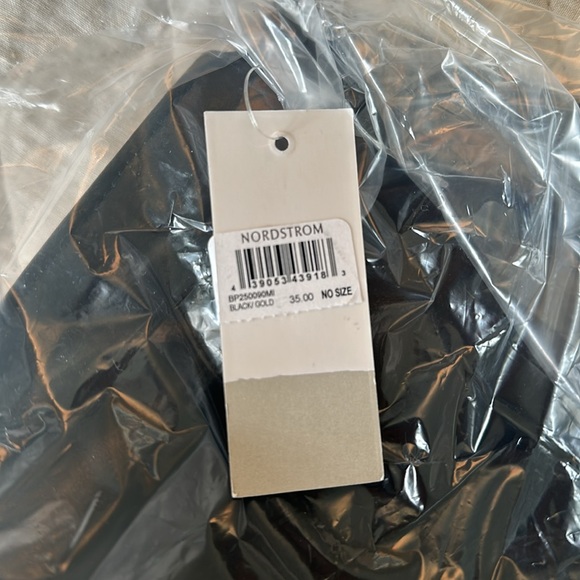 🆕 ВР Nordstrom’s Stripe Faux Leather Clutch in Black, Gold & Cream 🖤✨Brand NWT - Picture 7 of 7